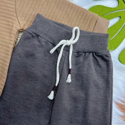 Conj. Casaco Matalasse Ursinho de Pelinho e Calça de Moletom - Marrom